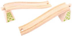 BigJigs houten treinbaan ascender descender rails set 4-delig