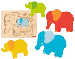 Goki houten lagenpuzzel olifant educatief speelgoed 5-delig
