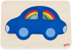 Goki houten puzzel auto - lagenpuzzel 5 stukjes educatief speelgoed