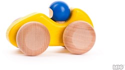 Bajo houten racewagen geel - duurzaam speelgoedauto voor kinderen