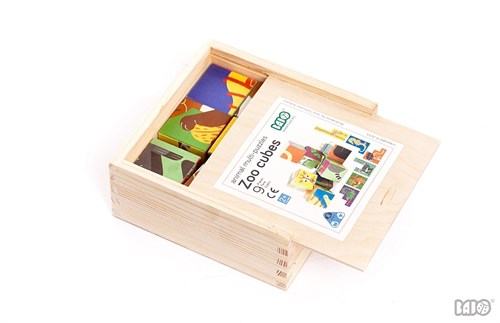 Bajo houten blokpuzzel Dierentuin - educatief speelgoed 9 stukjes-2