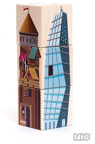 Bajo houten blokpuzzel 4 torens - educatief speelgoed blokken