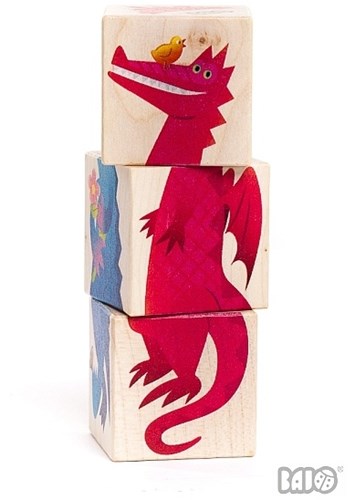 Bajo houten blokpuzzel draken - educatief speelgoed 12 blokken
