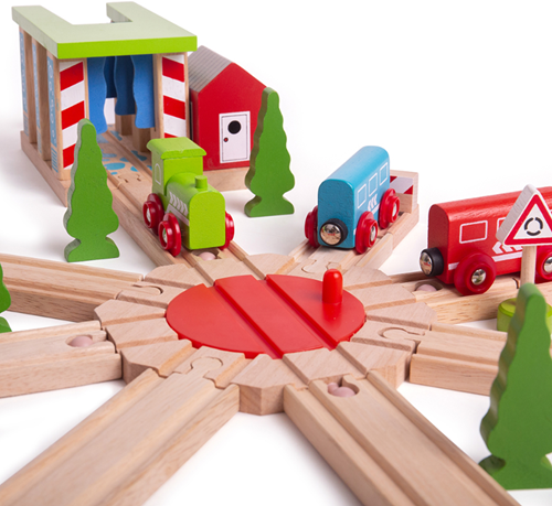 BigJigs houten treinbaan 8-weg draaischijf - compatibel speelgoed-2