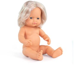 Miniland pop Europees meisje 38cm - educatieve babypop speelgoed
