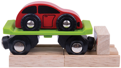 BigJigs treinwagon autotransport met auto - houten speelgoed