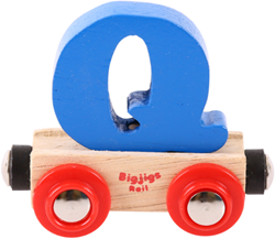 BigJigs houten treinletter Q - kleurrijke naamtrein letter voor kinderen