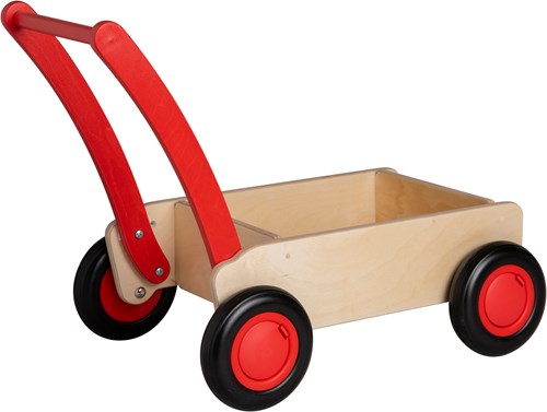 Van Dijk Toys houten loopwagen vanaf 1 jaar - Naturel - Rood (Kinderopvang kwaliteit)-3